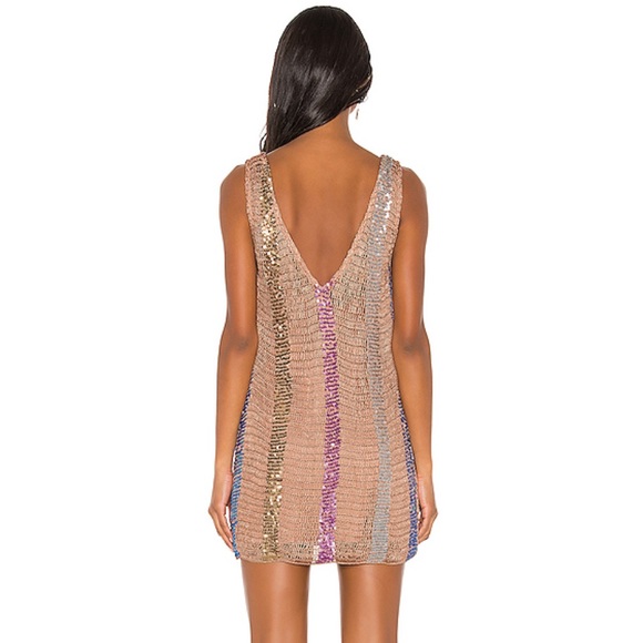 NBD Mosaic Mini Dress in Nude perfect for eras tour or disco bachelorette! - Picture 3 of 7